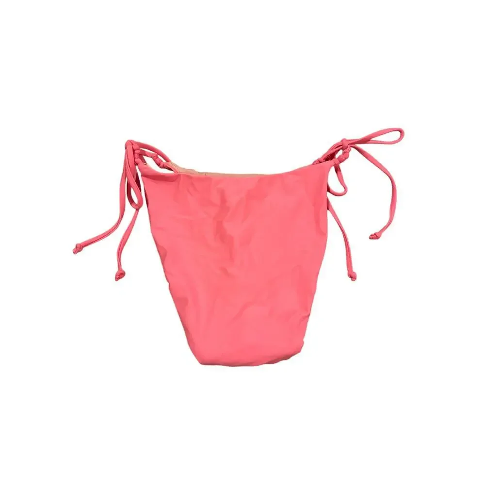 J. Crew Curved-Waist Cheeky String Bikini Bottom W/ Beads in Pink Sz‎ S NEW